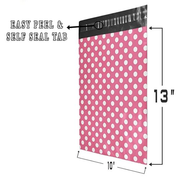 Poly Mailers Pink Polka Dot 10 x 13 Poly Mailers 25 Count - Picture 1 of 3